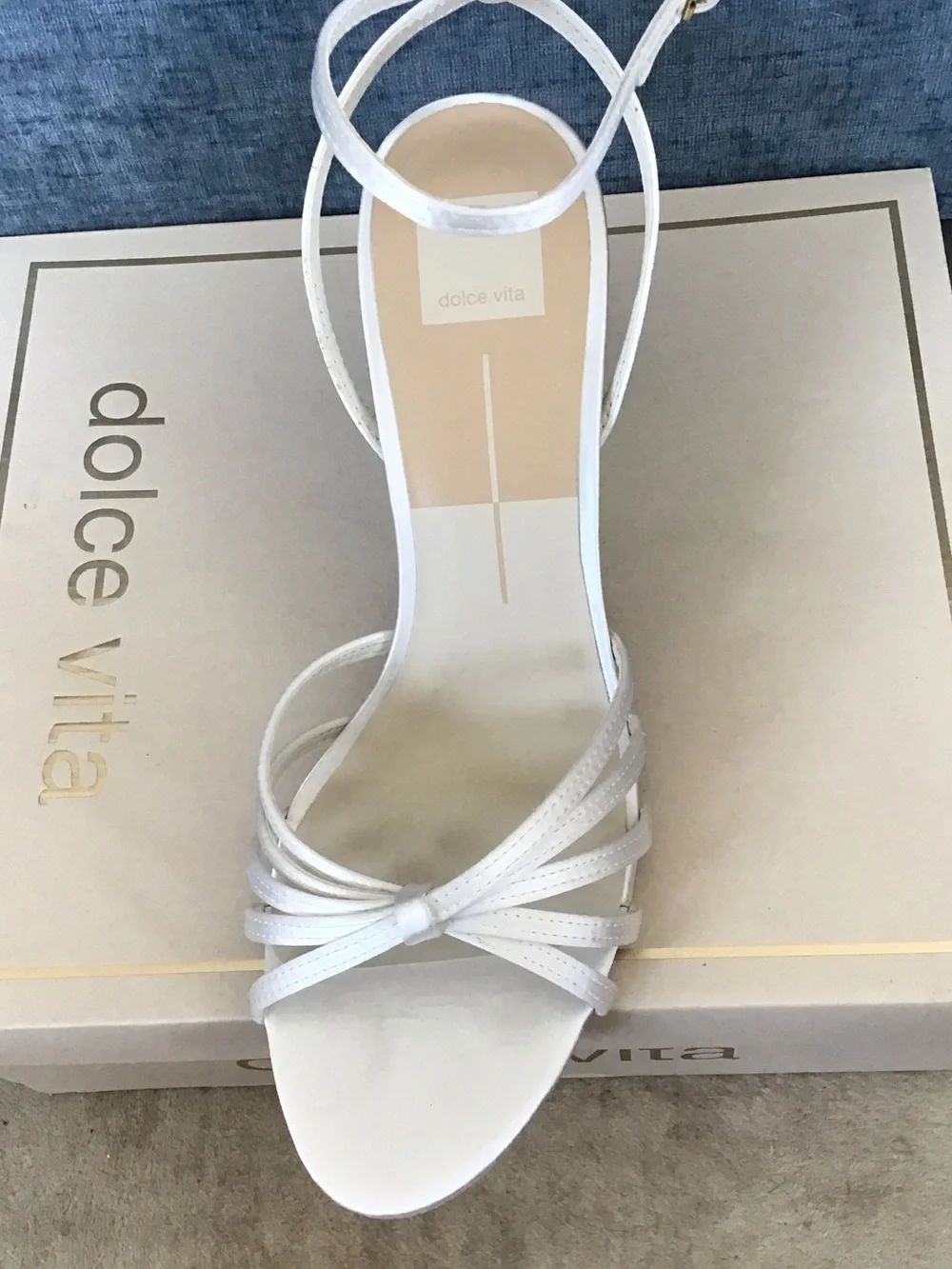 Dolce Vita Ronica White Strappy Block Heel Sandals with Ankle Wrap